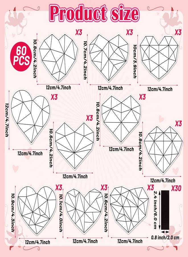 BeYumi Valentines Heart Magnet Craft - 60Pcs Valentine's Day Color Your Own Heart Magnet Valentine DIY Coloring Craft Kit Love Magnetic Ornament Card Classroom Fridge Locker Home Activity Party Decor - Image 2